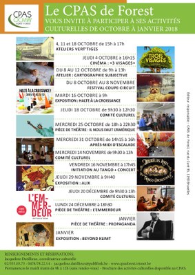 Affiche activités culturelle Octobre 2018